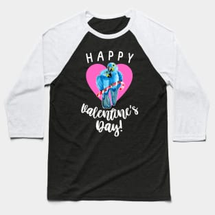 Happy Valentine's Day Hyacinth Macaw Parrot Couple Baseball T-Shirt